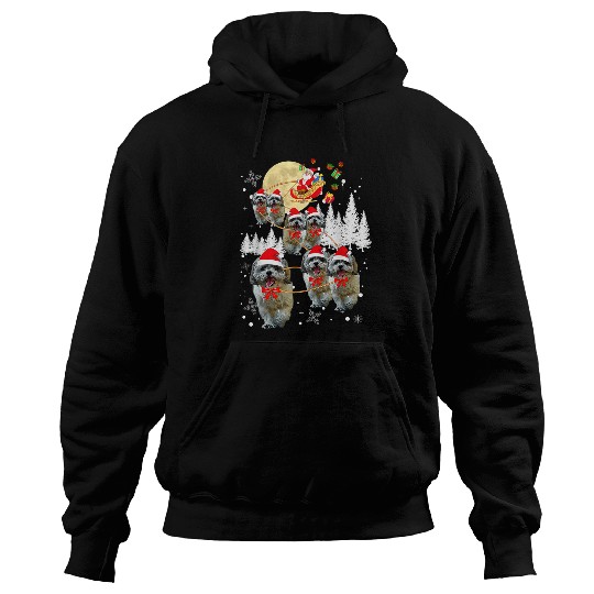 Shih Tzu Funny Reindeer Christmas Moon Santa Dog Hoodies
