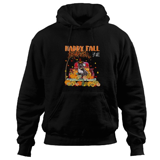 Bully Dog Autumn Fall Pumpkin Truck Mappe Thanksgiving274 Pitbull Dog Hoodies