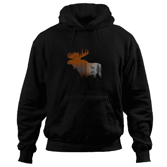 Outdoor Nature Trees Moose Deer Wildlife Forest Animal Peace Hoodies