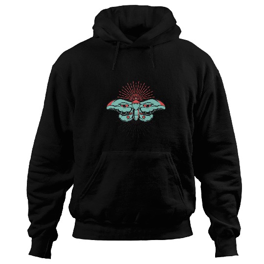 Monarch Goth Moth Deaths Head Moth 2Distressed Horror Hoodies
