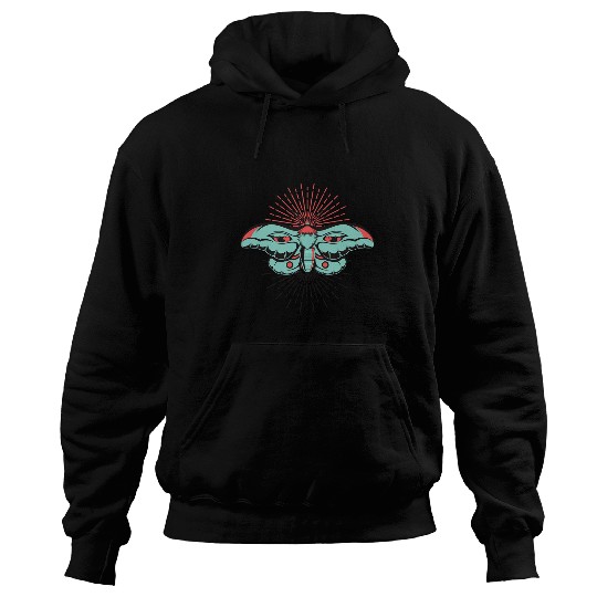 Monarch Goth Moth Deaths Head Moth 2Distressed Horror Hoodies