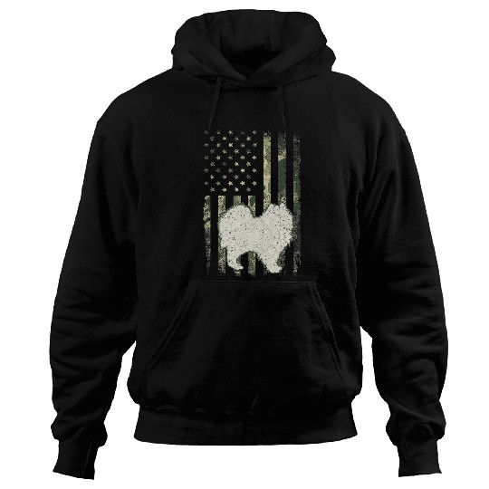 Dog Samoyed Dad Mom Camouflage USA Flag Hoodies