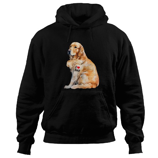 I Love Dad Patriotic Golden Retriever Canine Dog Lover Hoodies