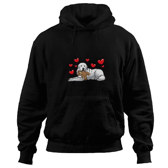 Great Pyrenees Pyrenean Mountain Dog With Stuffed Animal Hoodies