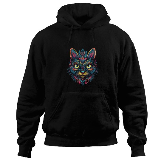 Cat Mandala fantasy 2animal art motif cat gift Hoodies