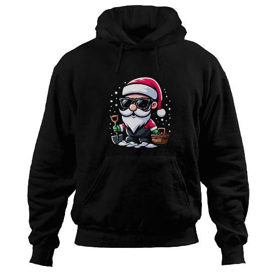 Funny Santa as Gardener Growing candy canes in his workshop Hoodies