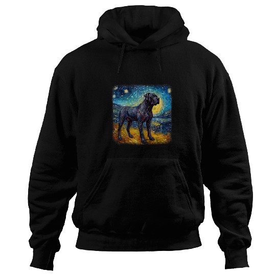 Dog in starry night van gogh Cane Corso Hoodies