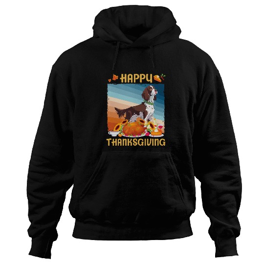 Flower Fruit English Springer Spaniel Happy Thanksgiving Day Hoodies