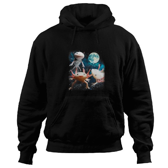 Three Axolotls Starry Night 2Axolotls Howling At The Moons Hoodies