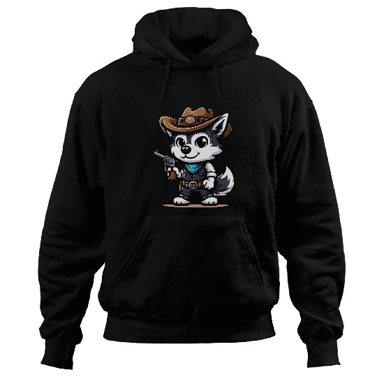 Husky Wild West Funny Dog Cowboy Hoodies