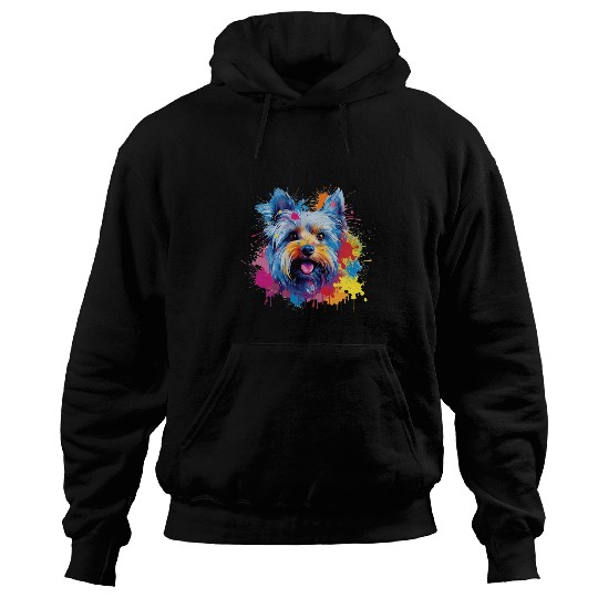 Colorful Yorkshire Terrier Splash Art Dog Hoodies