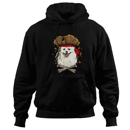 American Eskimo Dog Pirate Jolly Roger Flag Crossbones Dog Hoodies