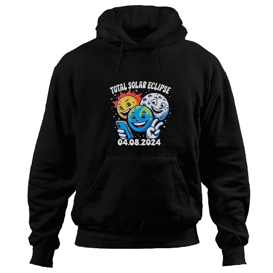 Funny Earth Moon Sun Total Solar Eclipse April 8 2024 Hoodies