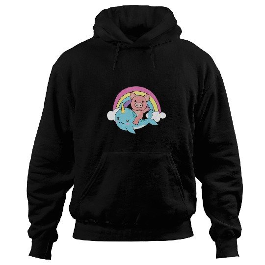 Narwhal Cute Whale With Pig Ocean Unicorns Kawaii Narwhals Hoodies