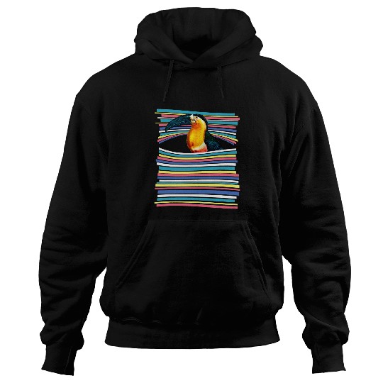 Toucan Pastel Rainbow Striped   vintages Animal Aesthetic Hoodies