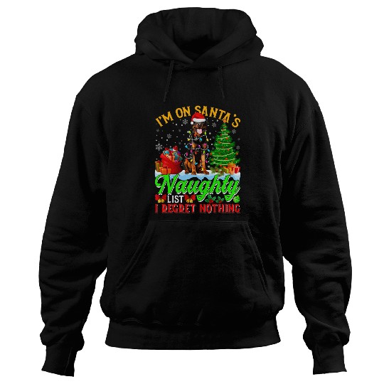 Dog Rottweiler xmass Rottweiler Dog On Santas Naughty Funny List Hoodies
