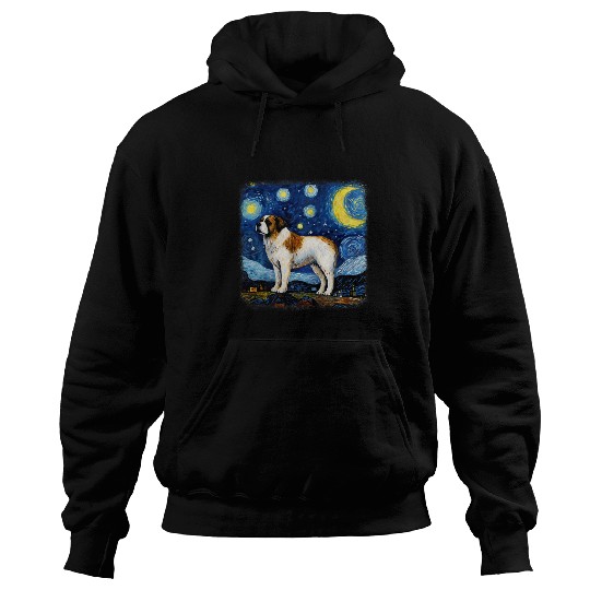 Dog in starry night van gogh Saint Bernard Hoodies
