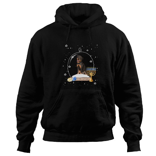 Dog Rottweiler Hanukkah Rottweiler Dog Snow Globe Pajama Hoodies