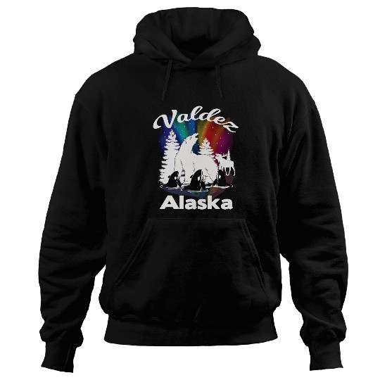 Valdez Alaska Aurora Borealis Polar Bear Orca Moose Hoodies