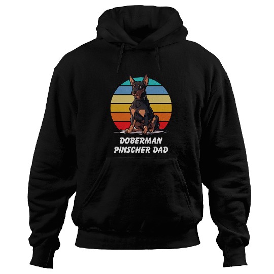 Funny Doberman Pinscher For Dogs Dad Lovers Retro Sunset Hoodies