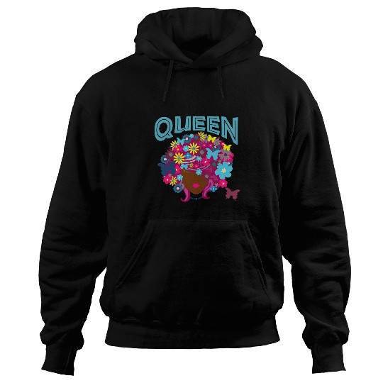 Womens Black Queen Pretty Butterfly and Flower Hoodies