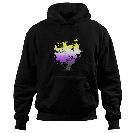 Non Binary Butterfly Tree Non Binary Flag Nonbinary Pride Hoodies