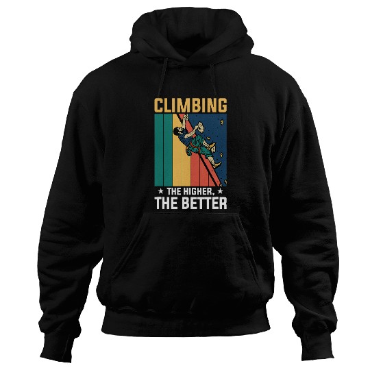 Retro Rock Climbing Man Climb Climber Mountains Hoodies