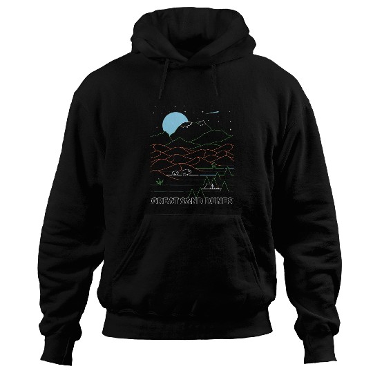 Night Retro Great Sand Dunes National Park Colorado CO Hoodies