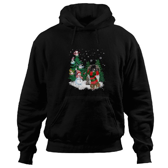 Pekingese Dog Christmas Snowman xmass Tree Pajama Hoodies