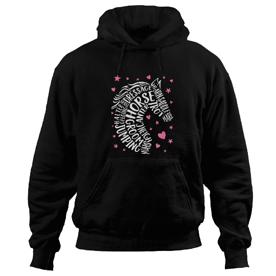 Horse Typography Word Art Girls Horseback Riding Equestrian Hoodies