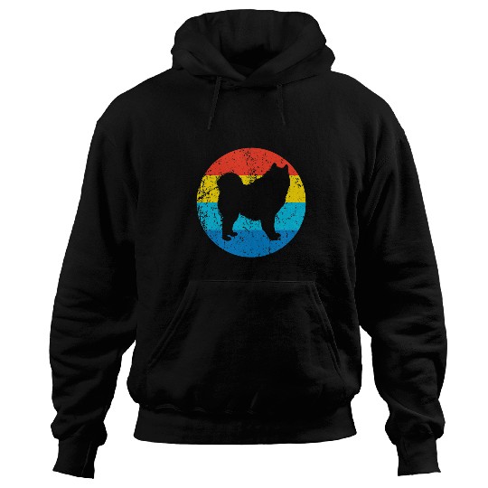 Dog Samoyed Breed Silhouette Retro 1970s Circle Hoodies