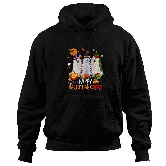 Dog Samoyed Halloween Merry Christmas Happy Hallothanksmas 218 Hoodies