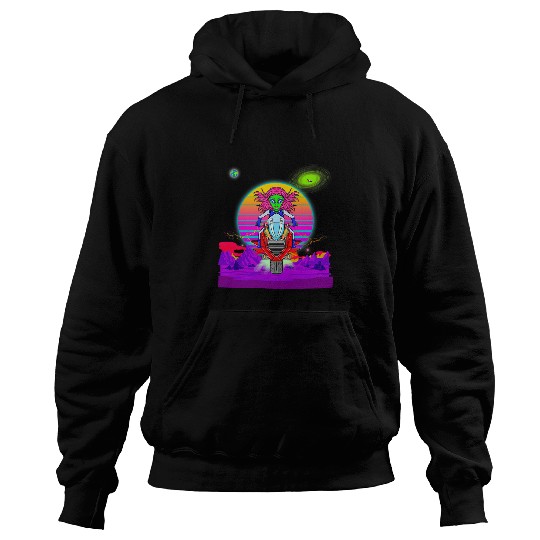 Retro vaporwave 80s 90s outers space lady motorcycle rider Hoodies