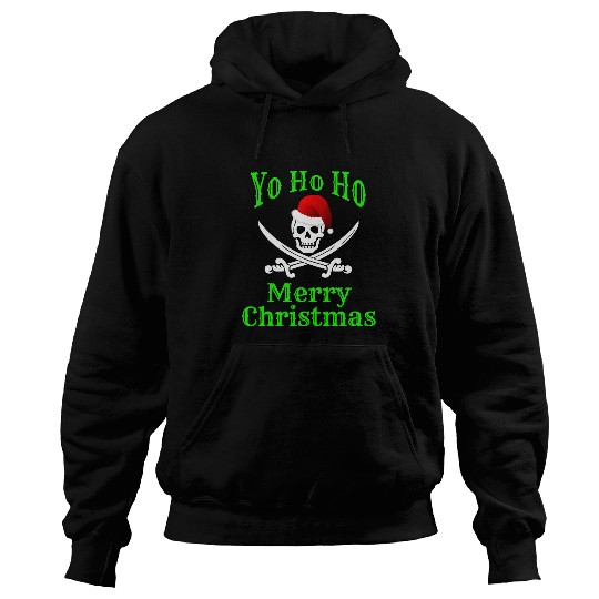 Yo Ho Ho Christmas Skull Crossbones Pirate Santa Hat Hoodies