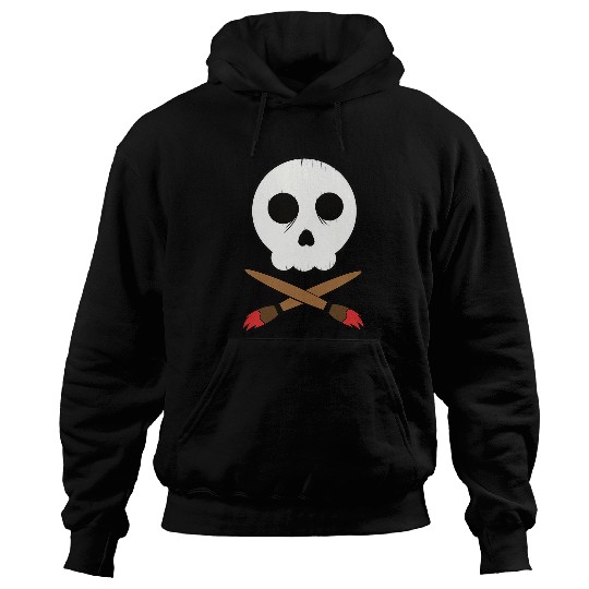 Skull and Paintbrush Artist Crossbones Hoodies