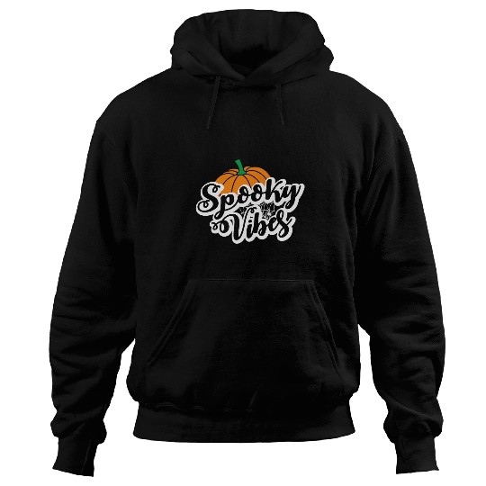 Spooky Vibes Pumpkin and Spiderweb Halloween Hoodies