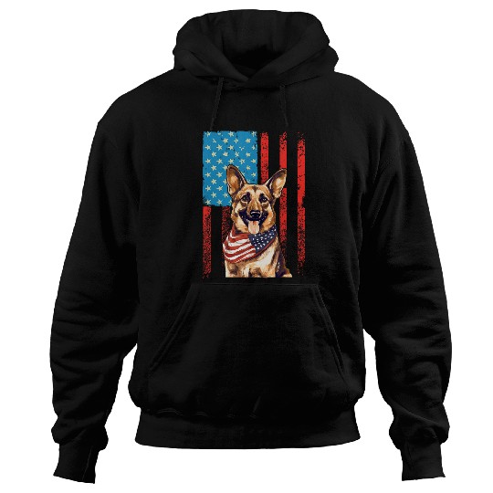German Shepherd American Flag Bandana 4th of July Dog Lovers Hoodies