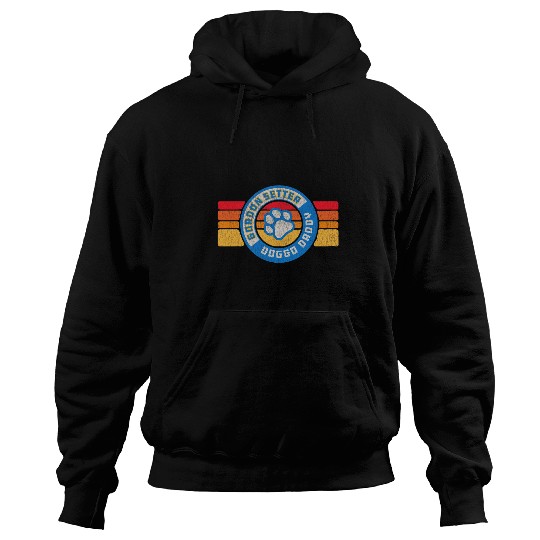 Retro Gordon Setter Doggo Daddy 80s vintages Dog Dad Hoodies