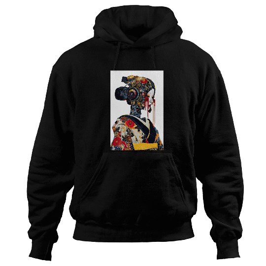 Japanese Mech Robo Geisha Colorful Floral Kimono Beautiful 21 Hoodies