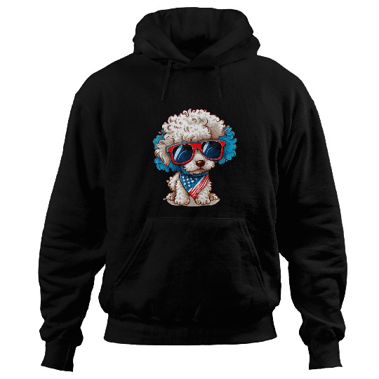 Patriotic Poodle Dog USA Flag 4th of July Hoodies