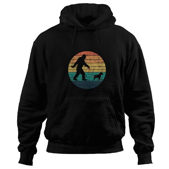 Funny Retro Art vintages bigfoots Walking Bull Terrier Dog Hoodies