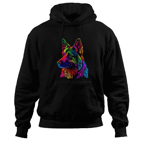 Rainbow German Shepherd Designer Hoodies