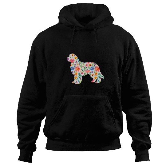 Newfoundland watercolor flowers design Hoodies