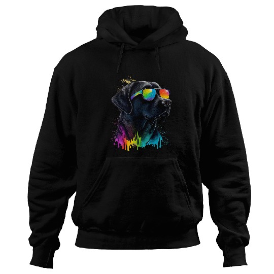 Rainbow Paws Black Labrador with LGBT Sunglasses Hoodies