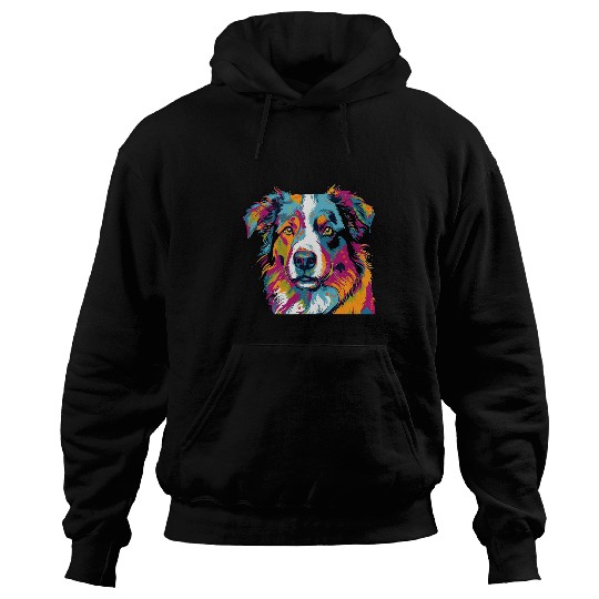 PopPups Artistry Cute Australian Shepherd PopArt Hoodies