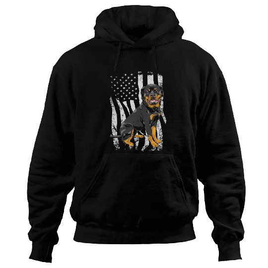 Rottweiler USA American Flag Puppy Lover Dog Breeder Hoodies