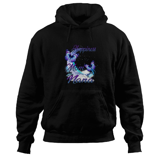 Womens Happiness Is Being A Mom And Nana Butterfly Hoodies