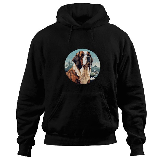 Saint Bernard Dog In Front Of A Mountain St Bernard Dog 1 Hoodies