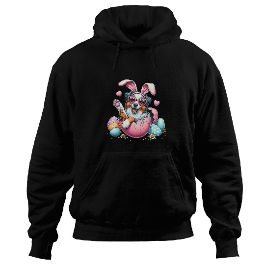 Peace Sign Hand Australian Shepherd Kids Mens Womens Easter Hoodies
