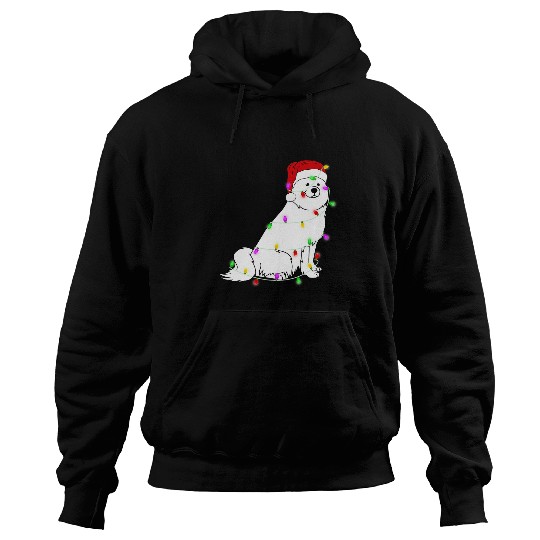 Dog Samoyed Christmas Santa Dog Tree Christmas Lights Xmas Hoodies